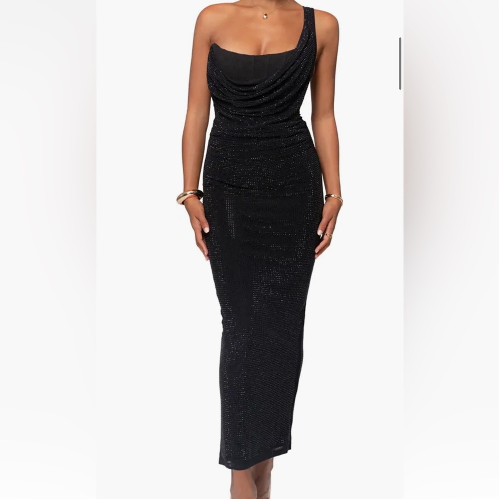 JLUXLABEL Shimmering Black Maxi Skirt